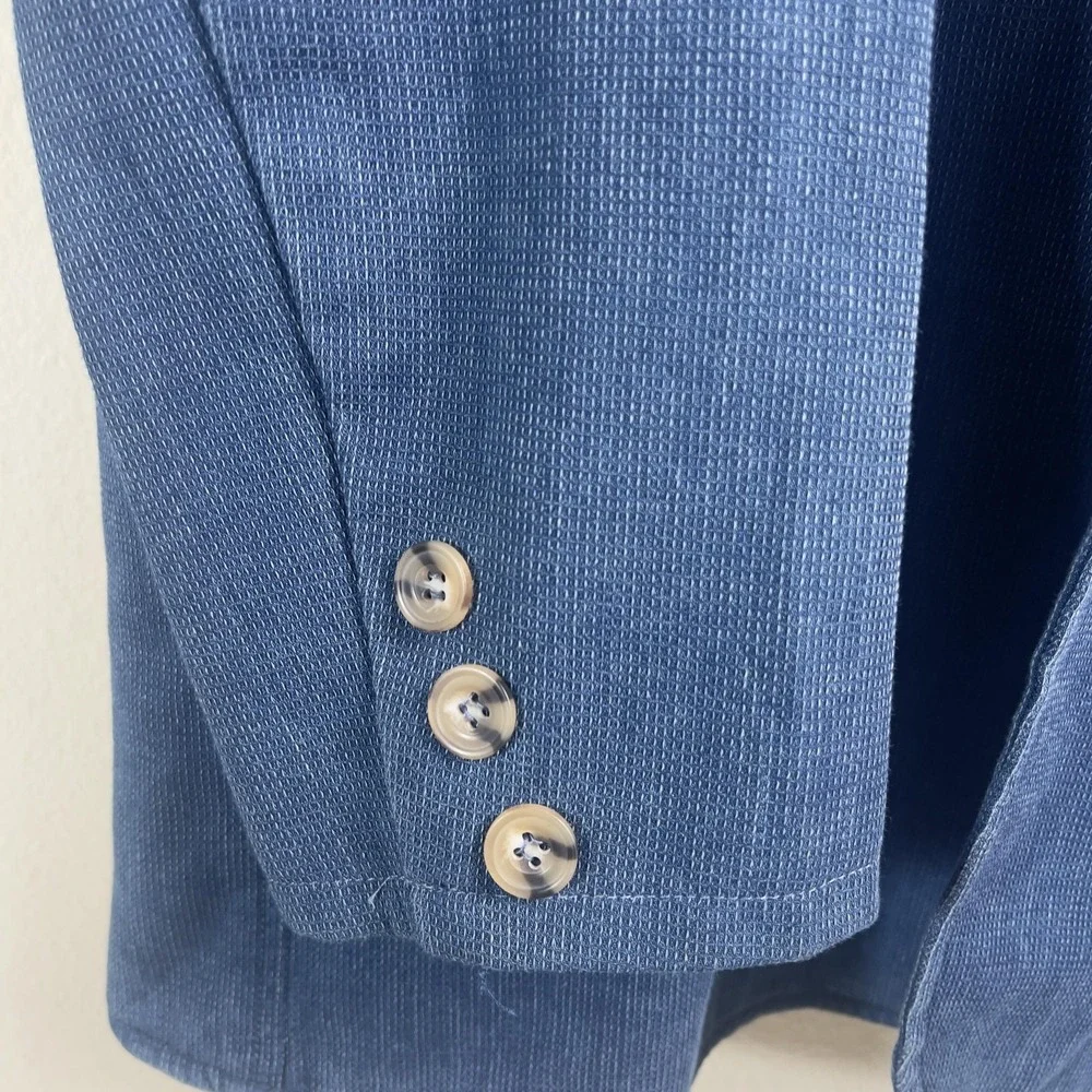 Marine Layer Blazer Mens 44 Blue Denim Casual Unstructured Jacket Notch Lapel